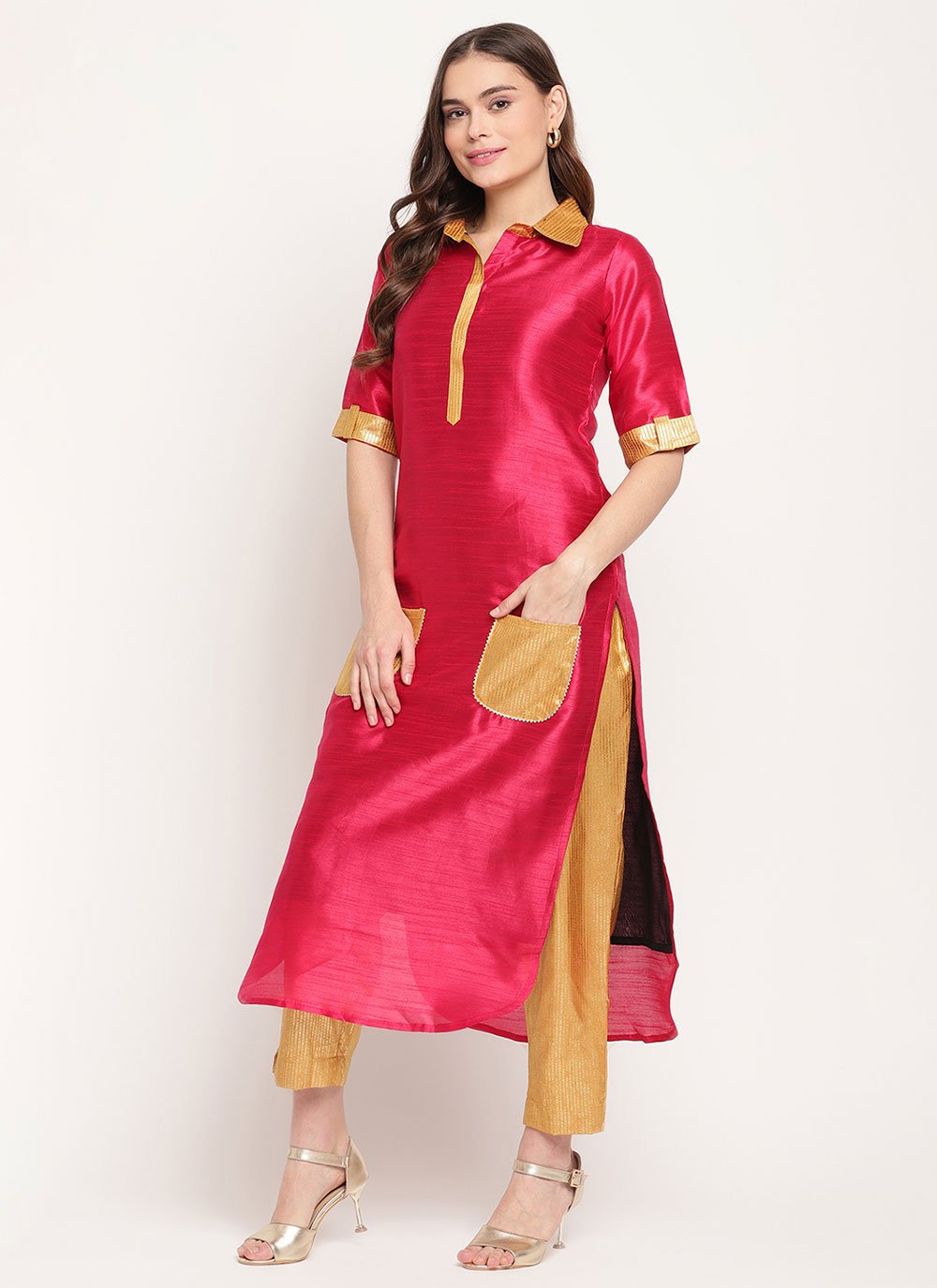 BRANDCLICK New And All Time Hit Poly Silk Stylish A-line Kurtis For Girl's  And Women